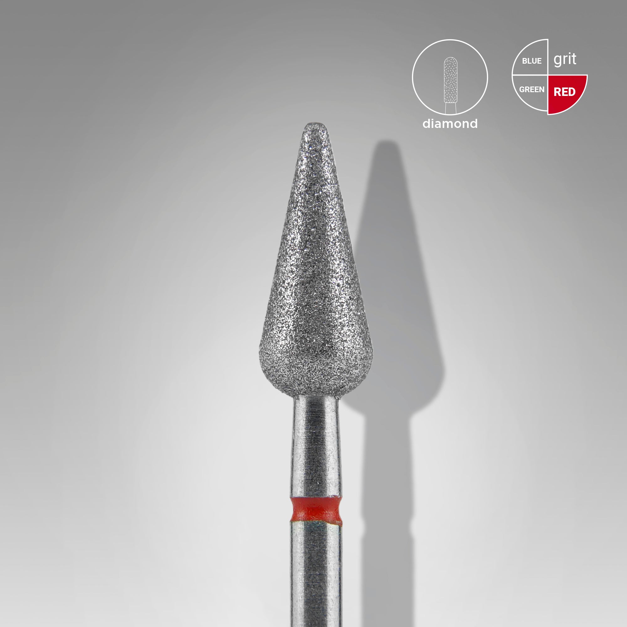 Diamond nail drill bit pointed pear red EXPERT head diameter 5 mm / working part 12 mm image 0